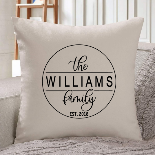 Custom Last Name Family Pillow
