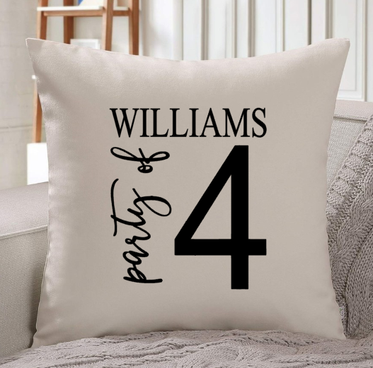 Party of Last Name Family Pillow